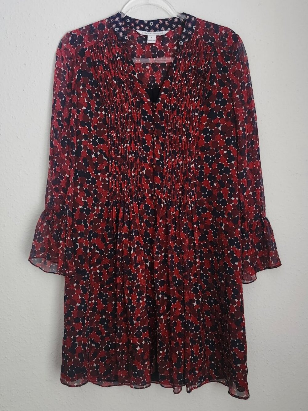 (DVF) Diane von Furstenberg Kourtni 100% Silk Chiffon Shift Dress 6